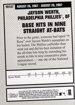 2008 Topps Updates & Highlights - Year in Review #YR147 Jayson Werth Back