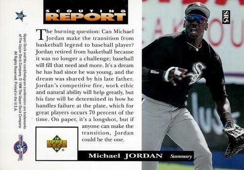1994 Upper Deck Minor League - Scouting Report Jumbo #SR5 Michael Jordan Back