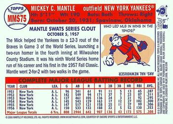 2008 Topps Updates & Highlights - Mickey Mantle Story #MMS75 Mickey Mantle Back
