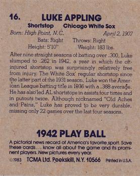 1983 TCMA 1942 Play Ball #16 Luke Appling Back