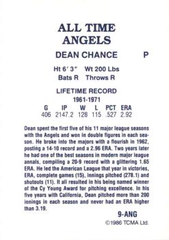 1986 TCMA All-Time California Angels - Color #9-ANG Dean Chance Back