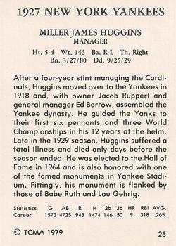 1979 TCMA 1927 New York Yankees #28 Miller Huggins Back