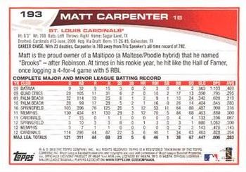 2013 Topps - Purple #193 Matt Carpenter Back