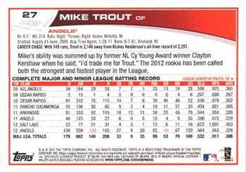 2013 Topps - Purple #27 Mike Trout Back
