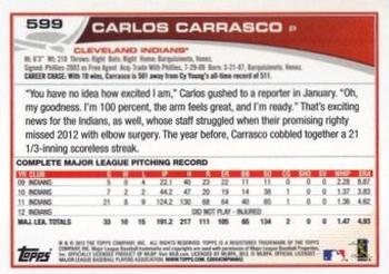 2013 Topps - Purple #599 Carlos Carrasco Back