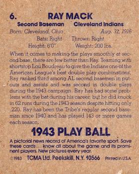 1983 TCMA 1943 Play Ball #6 Ray Mack Back