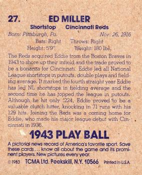 1983 TCMA 1943 Play Ball #27 Eddie Miller Back