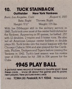1983 TCMA 1945 Play Ball #10 Tuck Stainback Back