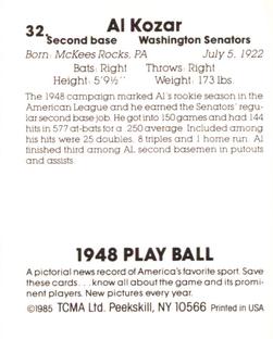 1985 TCMA 1948 Play Ball #32 Al Kozar Back
