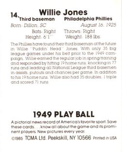 1985 TCMA 1949 Play Ball #14 Willie Jones Back