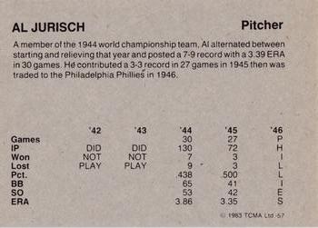 1983 TCMA 1942-46 St. Louis Cardinals #57 Al Jurisich Back