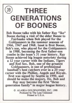 1990 Alaska Goldpanners Stars of the 90s #39 Ray Boone / Bret Boone / Bob Boone Back