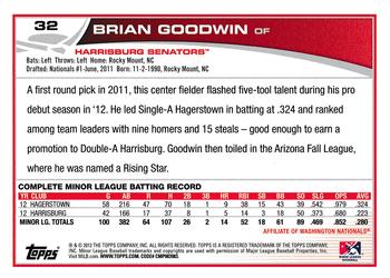 2013 Topps Pro Debut #32 Brian Goodwin Back