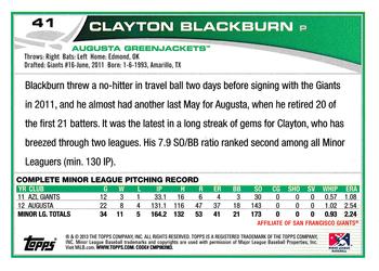 2013 Topps Pro Debut #41 Clayton Blackburn Back