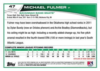 2013 Topps Pro Debut #47 Michael Fulmer Back