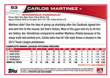 2013 Topps Pro Debut #53 Carlos Martinez Back