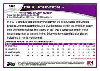 2013 Topps Pro Debut #92 Erik Johnson Back