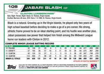 2013 Topps Pro Debut #108 Jabari Blash Back
