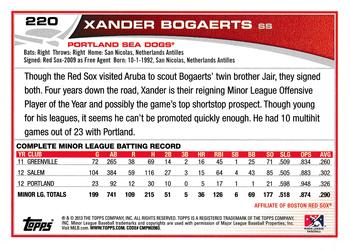 2013 Topps Pro Debut #220 Xander Bogaerts Back
