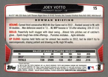 2013 Bowman Chrome #15 Joey Votto Back
