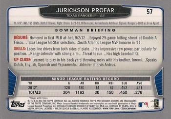 2013 Bowman Chrome #57 Jurickson Profar Back
