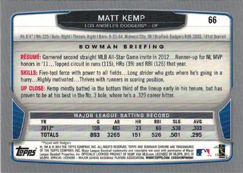 2013 Bowman Chrome #66 Matt Kemp Back