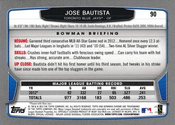 2013 Bowman Chrome #90 Jose Bautista Back