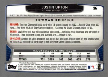 2013 Bowman Chrome #96 Justin Upton Back