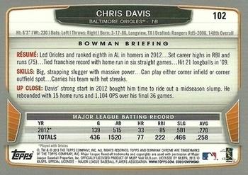 2013 Bowman Chrome #102 Chris Davis Back