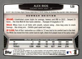 2013 Bowman Chrome #120 Alex Rios Back