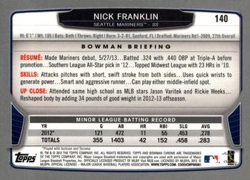 2013 Bowman Chrome #140 Nick Franklin Back