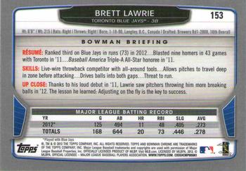 2013 Bowman Chrome #153 Brett Lawrie Back
