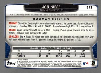 2013 Bowman Chrome #165 Jon Niese Back