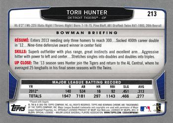 2013 Bowman Chrome #213 Torii Hunter Back