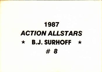 1987 Action All-Stars (unlicensed) #8 B.J. Surhoff Back