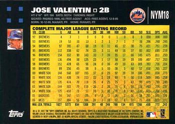 2007 Topps Gift Sets New York Mets #NYM18 Jose Valentin Back