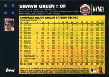 2007 Topps Gift Sets New York Mets #NYM22 Shawn Green Back
