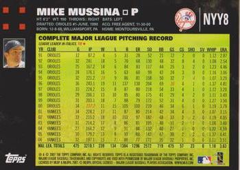 2007 Topps Gift Sets New York Yankees #NYY8 Mike Mussina Back