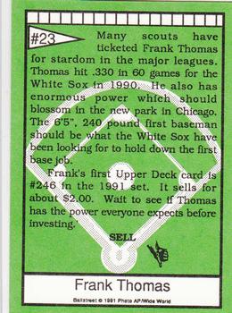 1991 Ballstreet #23 Frank Thomas Back