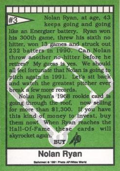 1991 Ballstreet #3 Nolan Ryan Back