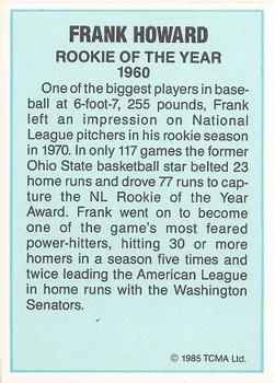 1985 TCMA Rookies of the Year #NNO Frank Howard Back