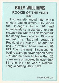 1985 TCMA Rookies of the Year #NNO Billy Williams Back