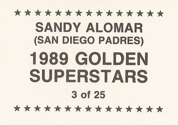 1989 Golden Superstars (unlicensed) #3 Sandy Alomar Back
