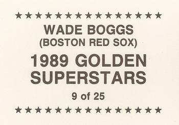 1989 Golden Superstars (unlicensed) #9 Wade Boggs Back