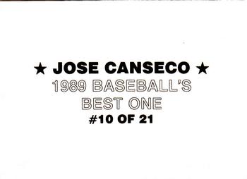 1989 Baseball's Best One (unlicensed) #10 Jose Canseco Back