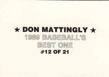 1989 Baseball's Best One (unlicensed) #12 Don Mattingly Back