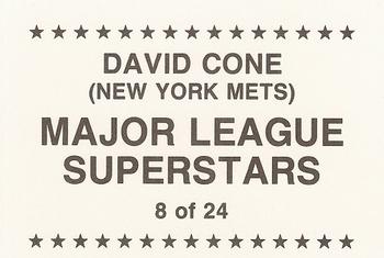 1989 Major League Superstars (unlicensed) #8 David Cone Back
