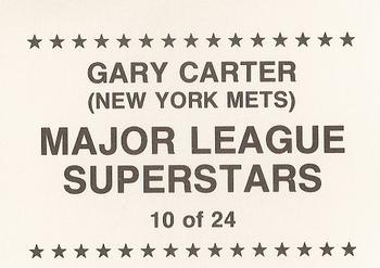 1989 Major League Superstars (unlicensed) #10 Gary Carter Back