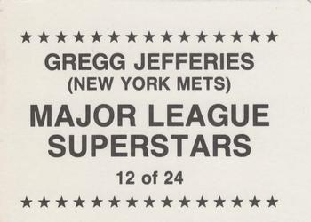 1989 Major League Superstars (unlicensed) #12 Gregg Jefferies Back