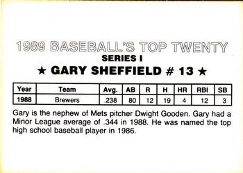 1989 Baseball's Top Twenty (unlicensed) #13 Gary Sheffield Back